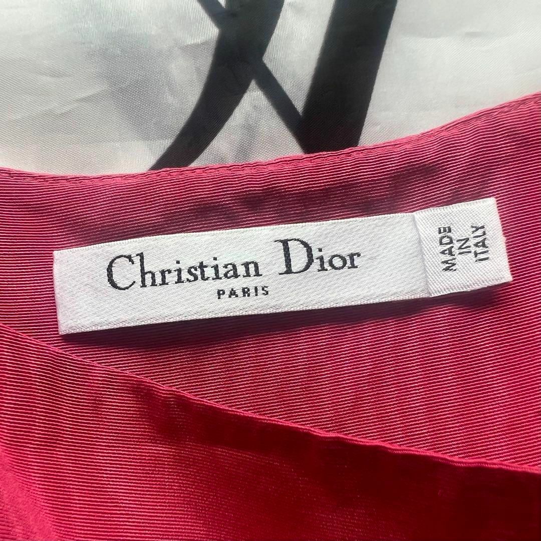 【美品】Christian Dior プリーツワンピース ピンク ノースリーブ