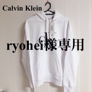 ★新品★Calvin Klein ショート丈 パーカー  ビッグロゴ 白 M