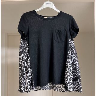 サカイ(sacai)のsacai サカイ バックフリル Tシャツ レオパード ブラック(Tシャツ(半袖/袖なし))