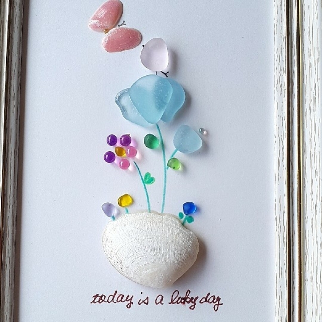 no916 シーグラスアート 小鳥 花 インテリア 可愛い 癒しの通販 by no916 シーグラスアート 小鳥 花 インテリア 可愛い 癒しの通販 by
