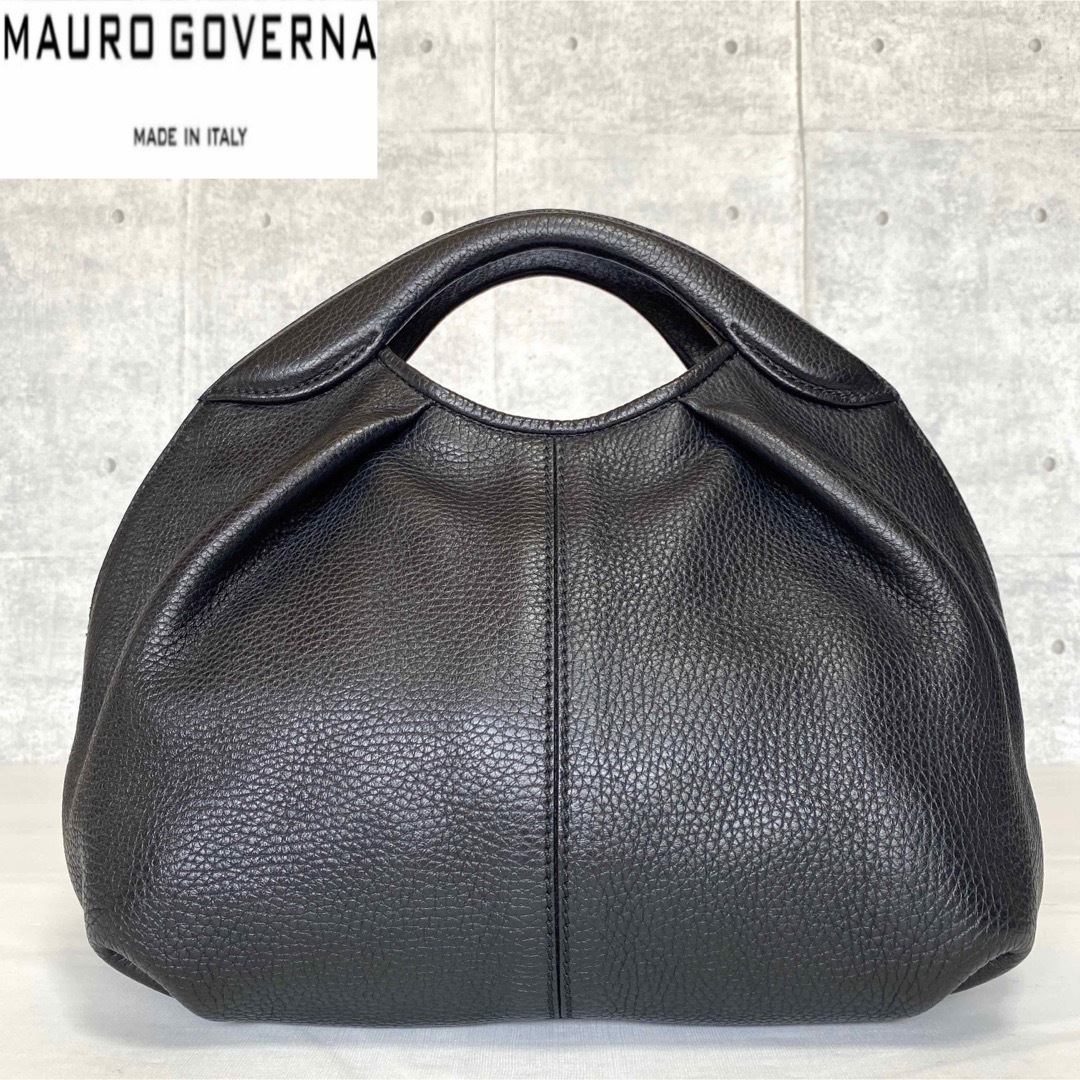 【美品】MAURO GOVERNA BLACK トリヨンレザー ハンドバッグ