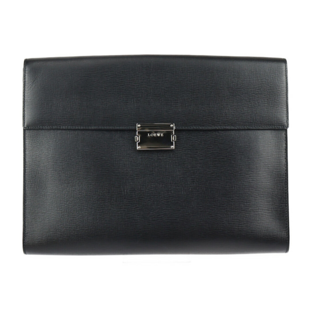 LOEWE ロエベ ビジネスバッグ レザー ブラック シルバー金具 クラッチバッグ セカンドバッグ 書類鞄 【本物保証】バッグ