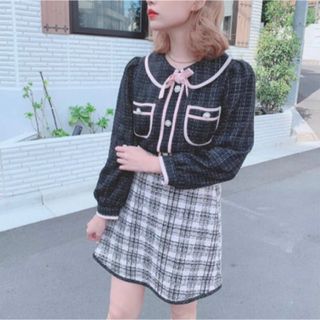 スワンキス(Swankiss)の swankiss スワンキス TS docking tweed O/P(ミニワンピース)