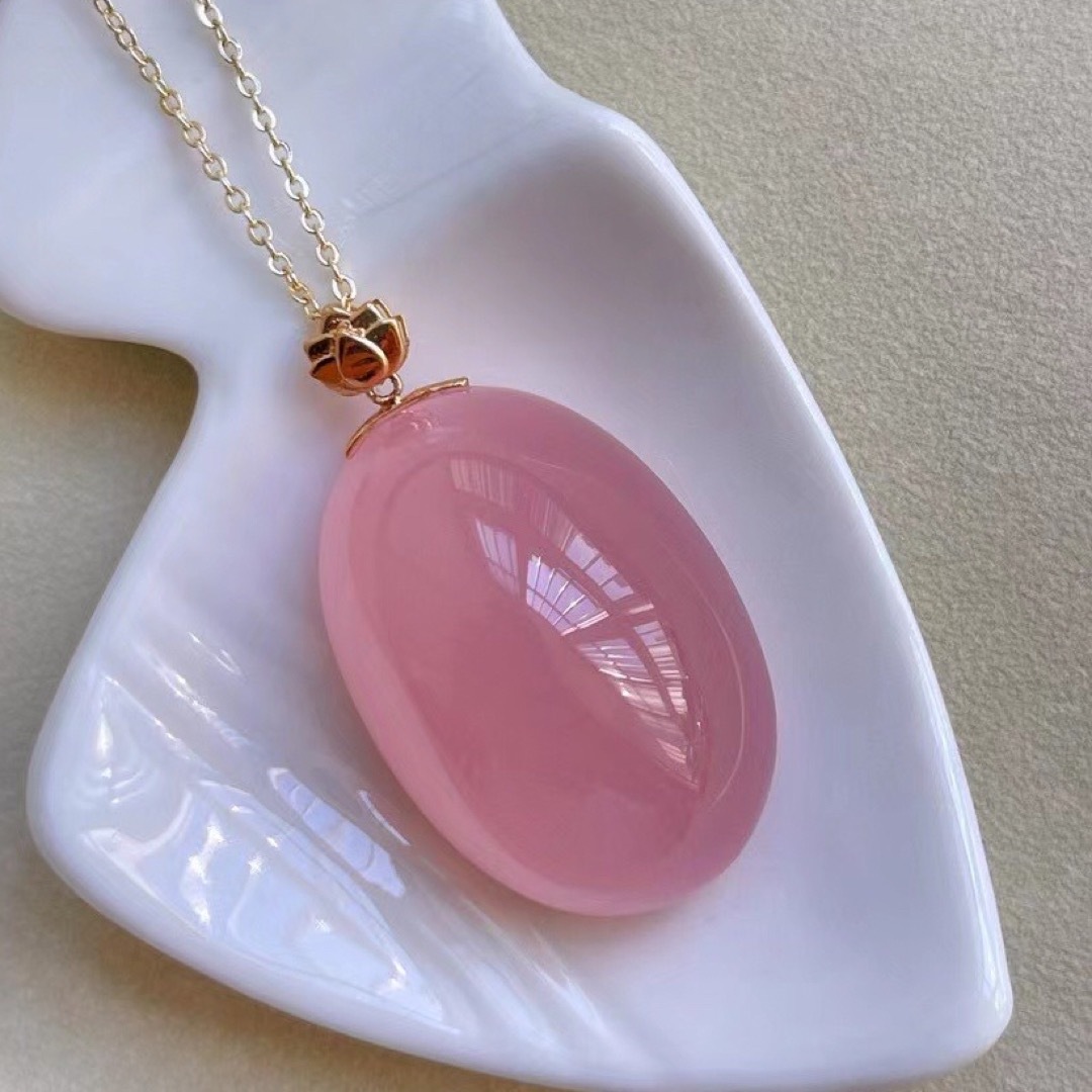 天然】ローズクォーツ ペンダントトップ k18 18.8g-