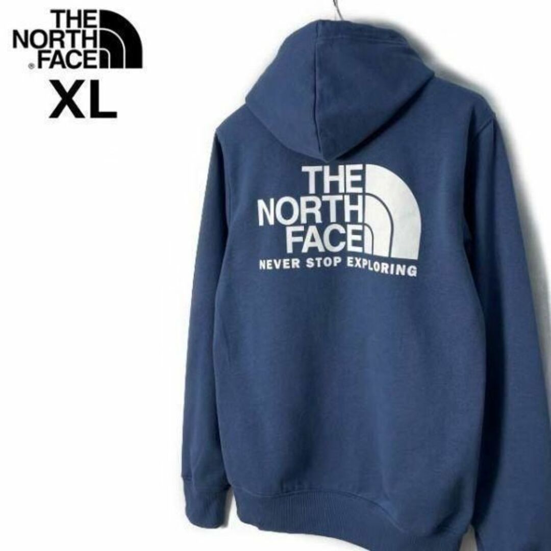 ノースフェイス THROWBACK パーカー US限定(XL)青 181130 - パーカー