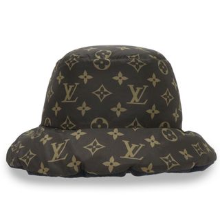 ルイヴィトン(LOUIS VUITTON)のルイ ヴィトン ボブ ピロー ハット 帽子 Sサイズ モノグラム ナイロン ポリエステル リバーシブル ブラック ブラウン 黒 茶 ゴールド金具 M77024 箱付 LOUIS VUITTON（新品・未使用品）(ハット)