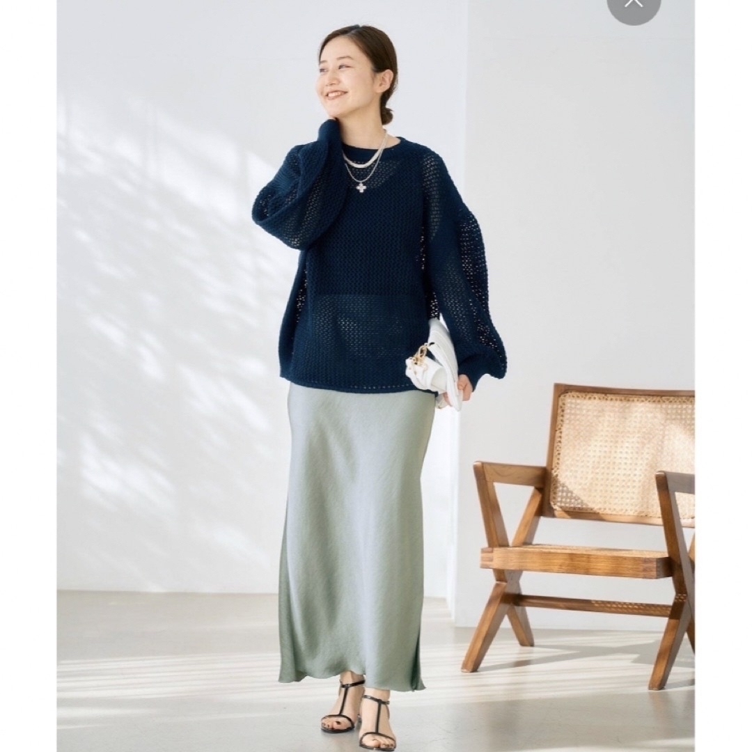 IENA ダブルサテンスカート カーキ 38 新品 タグ有り-