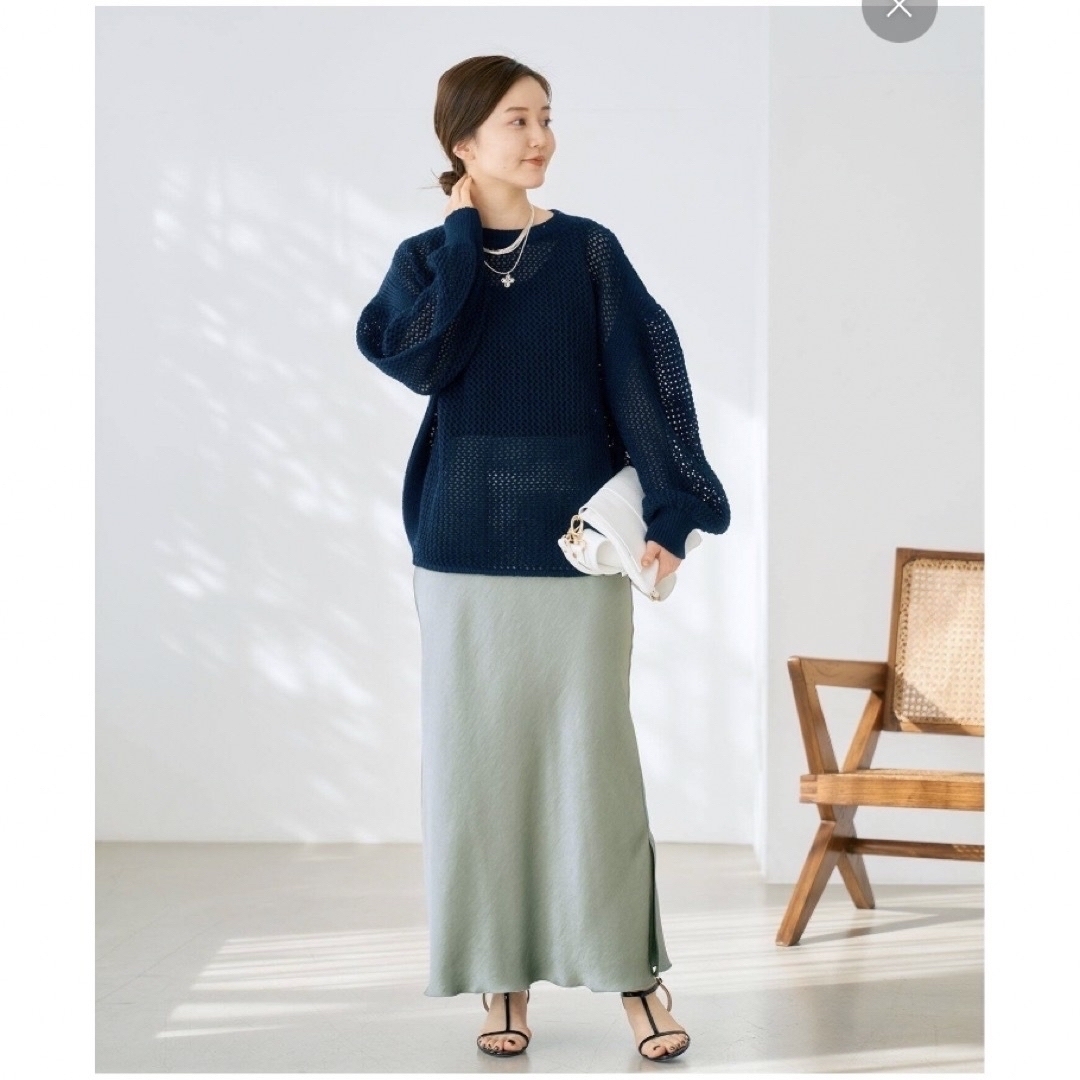 IENA ダブルサテンスカート カーキ 38 新品 タグ有り-