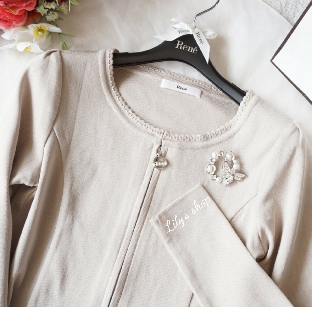 ルネ♡ダブルジップ カーディガン- 美品 エムズグレイシー 花柄 ワンピース ルネ rene ビジューカーディガン