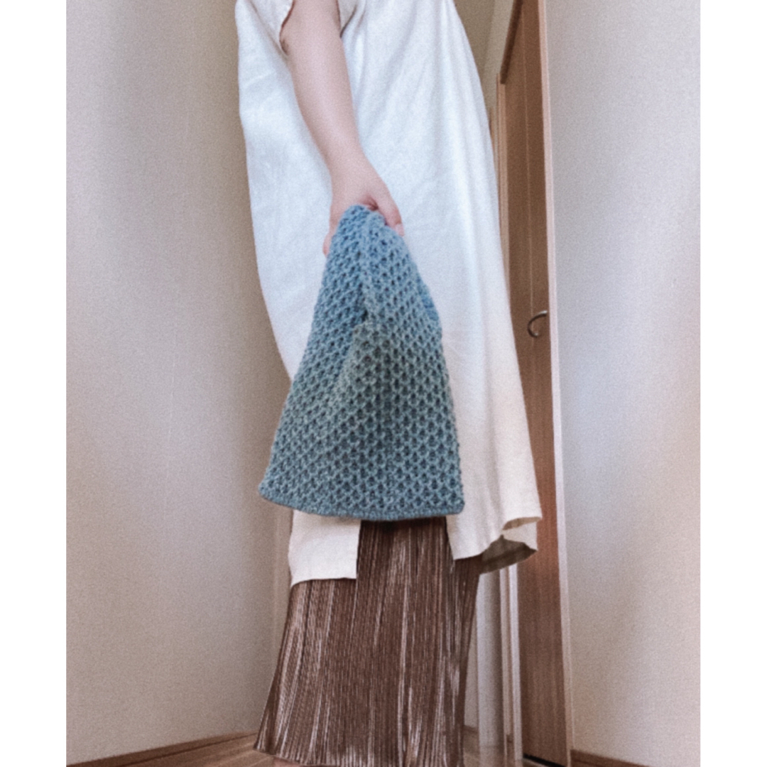 ケーブル編みバッグ　ハンドメイド　kukuru ハンドメイドのファッション小物(バッグ)の商品写真