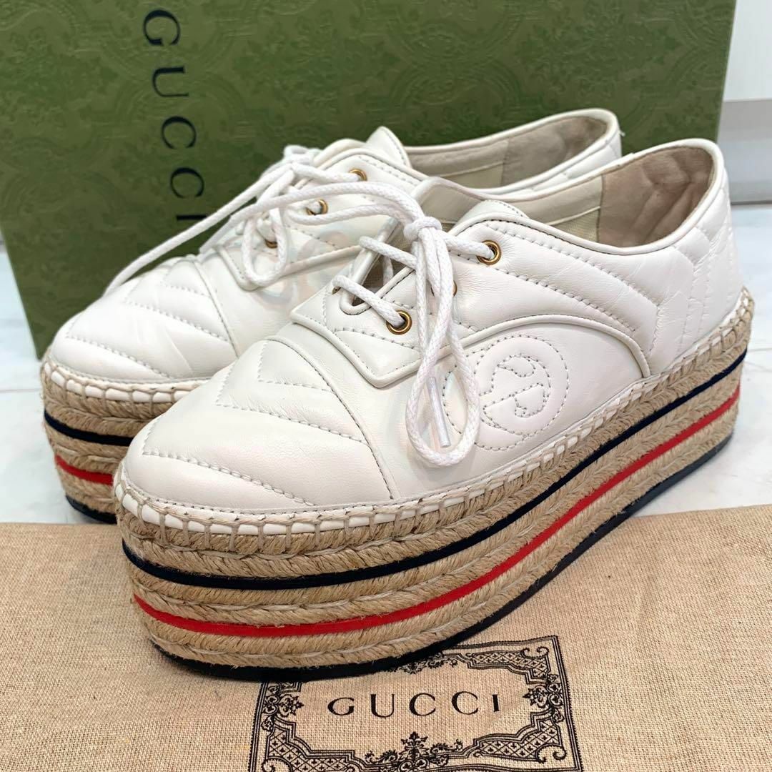 Gucci - ☆超美品☆GUCCI エスパドリーユ 厚底スニーカー レザー