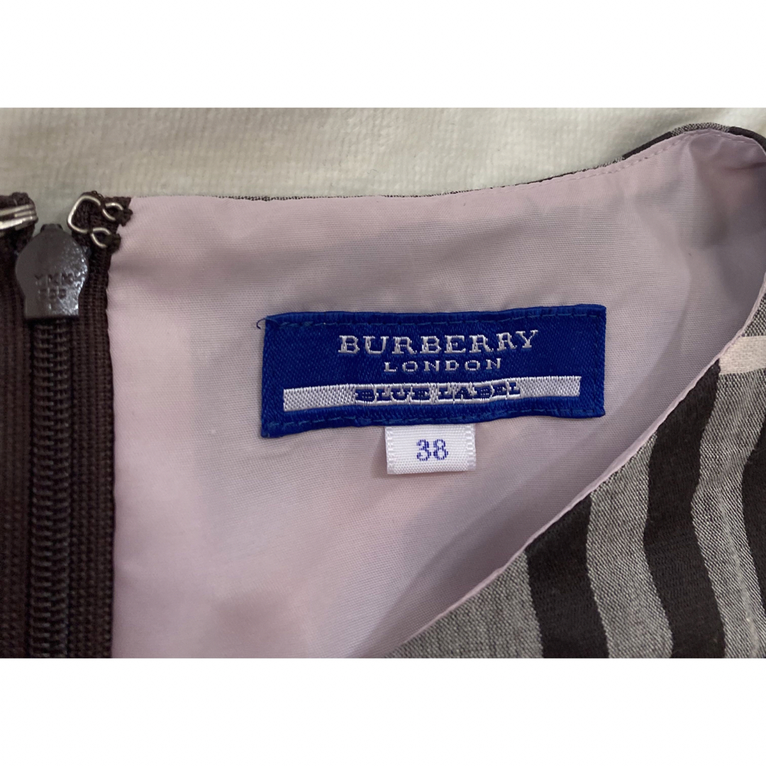 BURBERRY BLUE LABEL(バーバリーブルーレーベル)の美品　バーバリーブルーレーベル　半袖　ピンクチェック　ワンピース　38 レディースのワンピース(ひざ丈ワンピース)の商品写真