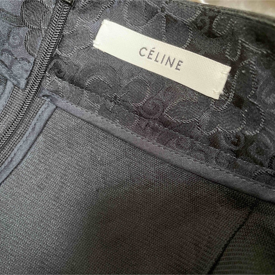 celine(セリーヌ)の美品 セリーヌ CELINE 花柄 ジャガード フレアスカート 36 ブラック レディースのスカート(ひざ丈スカート)の商品写真