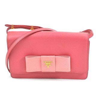 プラダ(PRADA)のプラダ PRADA 斜め掛けショルダーバッグ ウォレットバッグ リボン レザー ピンク ゴールド レディース 送料無料【中古】 e56715a(ショルダーバッグ)