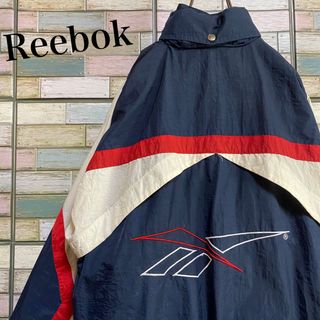 【超オーバーサイズ◎】REEBOKナイロンプルオーバービッグ刺繍ロゴ90s