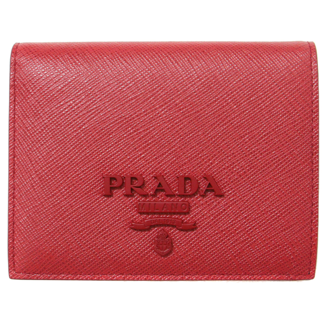 PRADA - PRADA プラダ 財布 2つ折り財布 レッド コンパクトウォレット