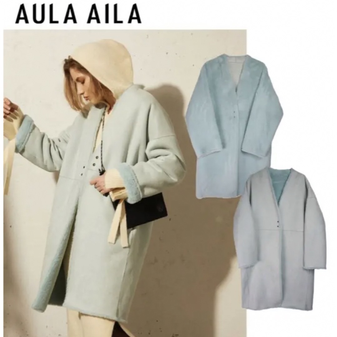 AULA AILA(アウラアイラ)のAULA AILA リバーシブルフェイクムートンコート MNT レディースのジャケット/アウター(ムートンコート)の商品写真