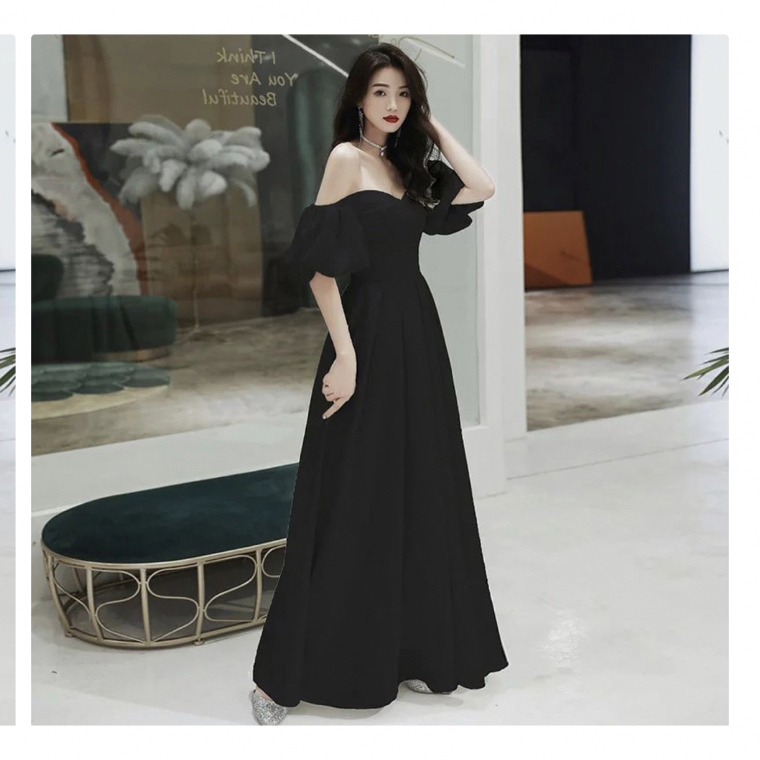 ポリエステルデザイン結婚式  大きめ　ウエディングドレス  二次会  黒 衣装