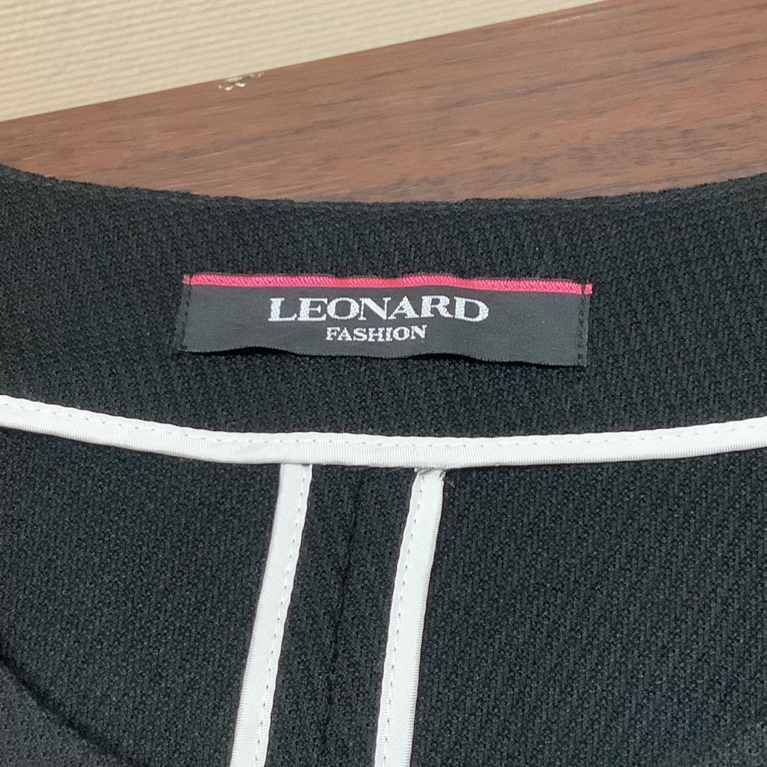 レオナール LEONARD ノーカラー ジャケット ブラック 黒 40 5