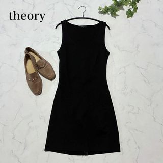 セオリー(theory)のtheory セオリー　ノースリーブミニワンピース　ストレッチ　ブラック　2(ミニワンピース)