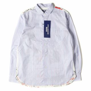 JUNYA WATANABE MAN COMME des GARCONS ジュンヤワタナベ マン コムデギャルソン シャツ サイズ:S 23SS Jean Michel Basquiat アート グラフィック 切替 ストライプ シャツ WK-B016 長袖 再構築 バスキア コラボ ブルー ピンク ホワイト 日本製 【メンズ】(シャツ)