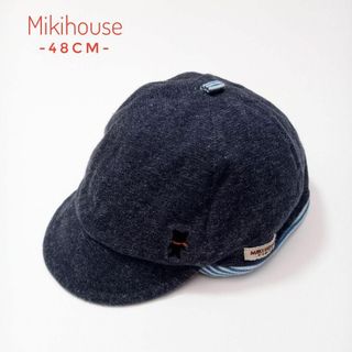 ミキハウス(mikihouse)の✨美品✨ミキハウス ファースト　帽子　ハンチング　ネイビー　48サイズ(帽子)