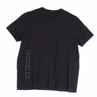 モンクレール(MONCLER)の美品 モンクレール MONCLER Tシャツ カットソー 半袖 ショートスリーブ ロゴプリント トップス メンズ 3XL ブラック(Tシャツ/カットソー(半袖/袖なし))