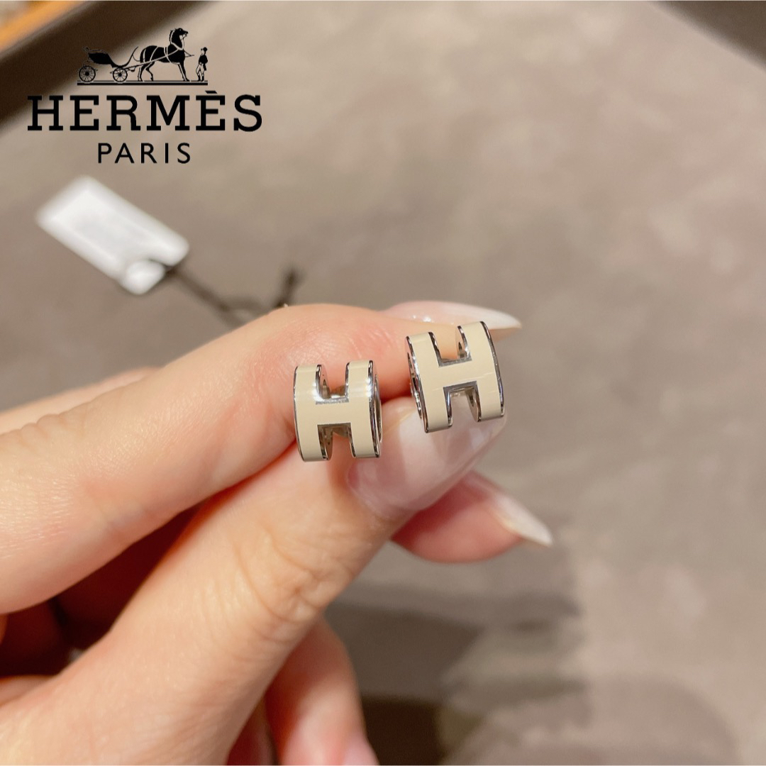 大人気　エルメス　ミニポップH ピアス　HERMES マロン