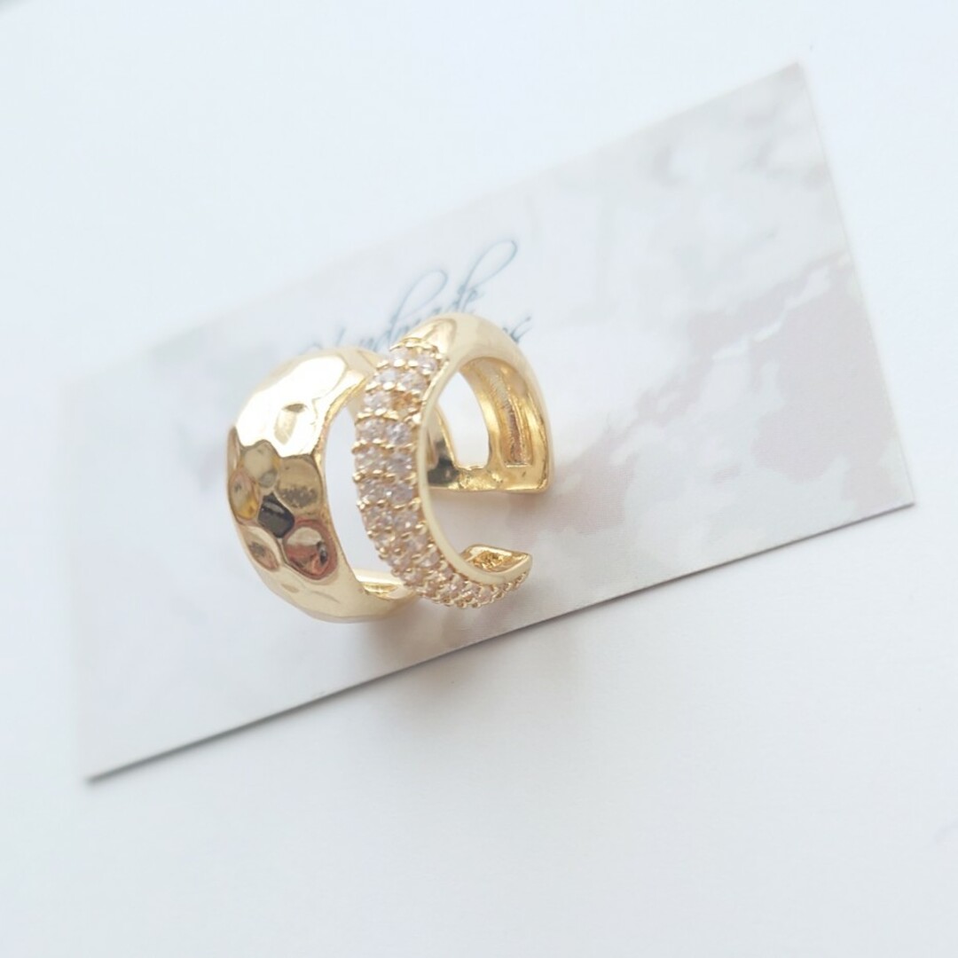 ★同梱350円★ No.129 イヤーカフ ダブルリング ジルコニア付き 高見え | フリマアプリ ラクマ