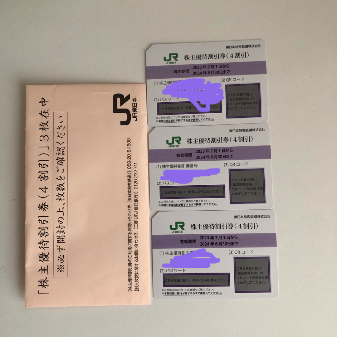JR東日本株主優待割引券(4割引)3枚乗車券/交通券