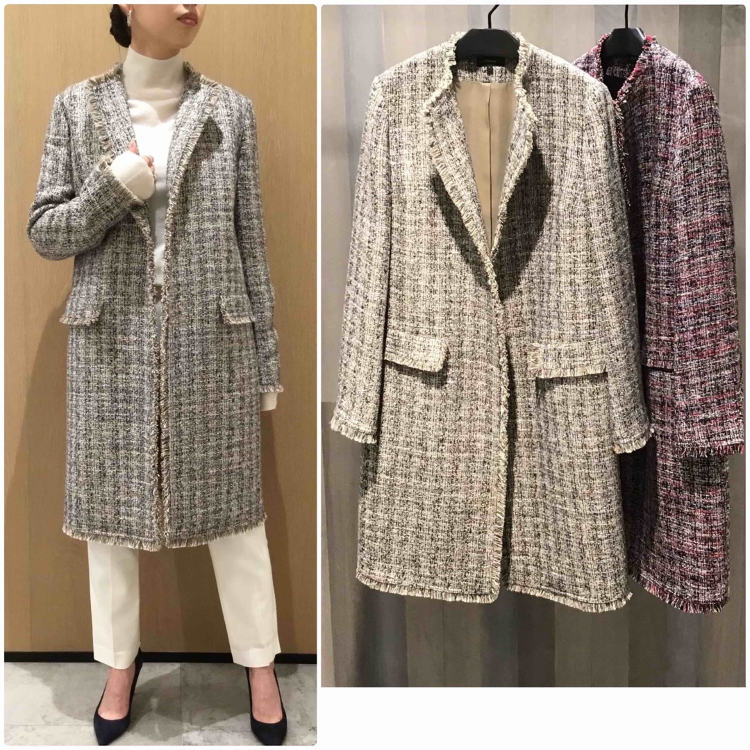 Theory - theory 20SS 華やかミックスツイード ノーカラーコート Theory - theory 20SS 華やかミックスツイード ノーカラーコート