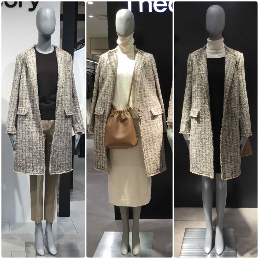 Theory - theory 20SS 華やかミックスツイード ノーカラーコート Theory - theory 20SS 華やかミックスツイード ノーカラーコート