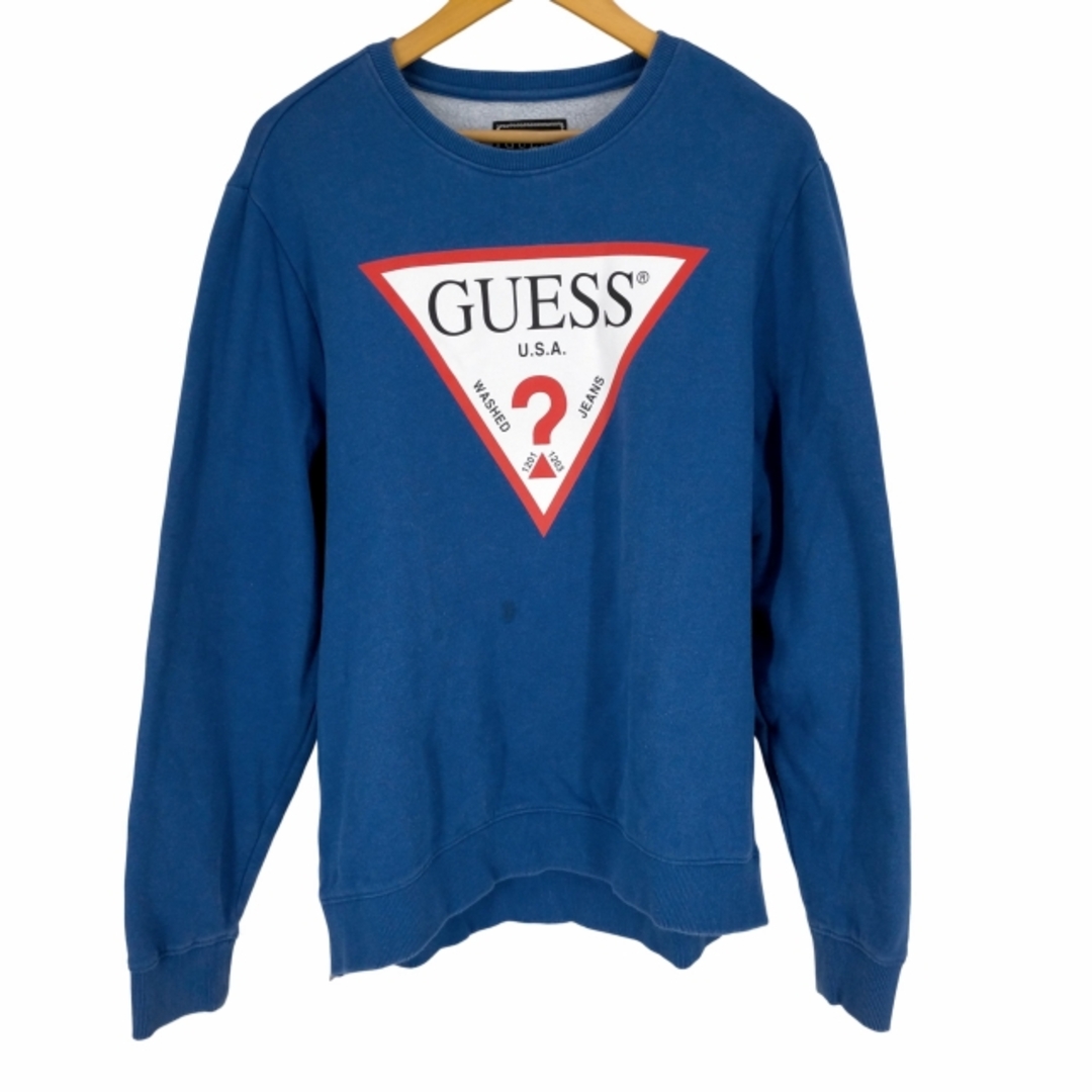 GUESS(ゲス)のGUESS(ゲス) 裏地フリース サイドジップ トライアングルロゴスウェット メンズのトップス(スウェット)の商品写真