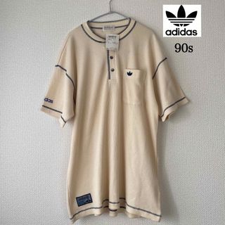 90’s adidas ヘンリーネックTシャツ ワッフルT グリーン