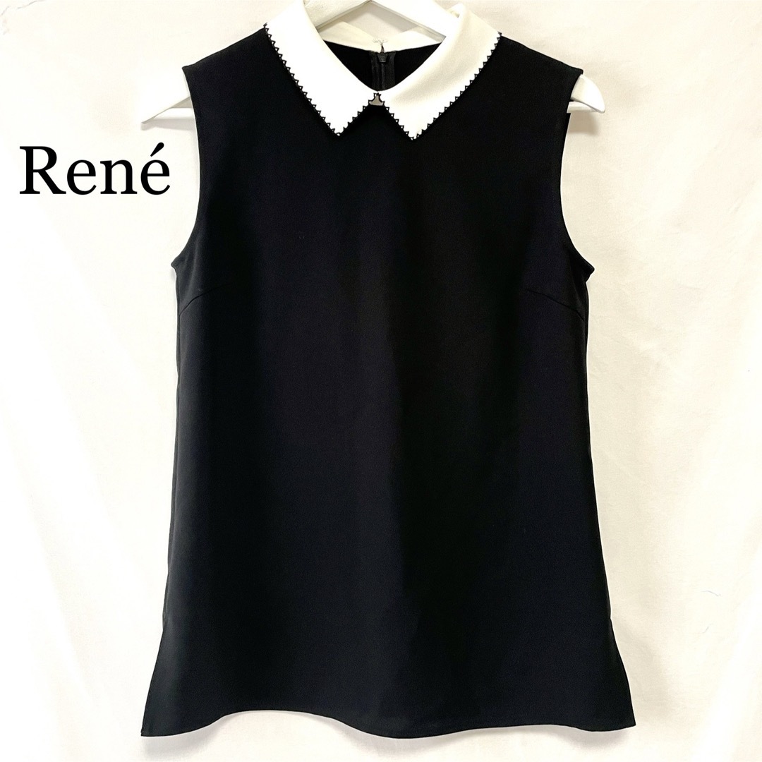 René - ☆新品☆ Rene ルネ ノースリーブ ブラウス 濃紺 / 白襟の通販 ...