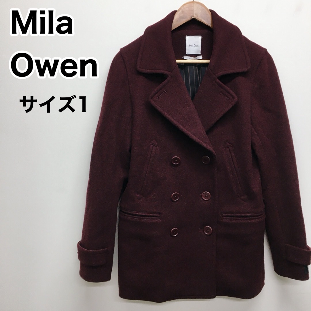 Mila Owen(ミラオーウェン)のMila Owenピーコート　ワインレッド　サイズ1(M) レディースのジャケット/アウター(ピーコート)の商品写真