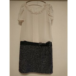 アプワイザーリッシェ(Apuweiser-riche)の🌺ワンピース size2 Msize ベージュ×ブラック系(ひざ丈ワンピース)