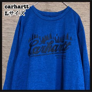 カーハート(carhartt)の【カーハート】ロンT　青　L　デカロゴ　ビッグロゴ　森　トレーニングウエア29(Tシャツ/カットソー(七分/長袖))