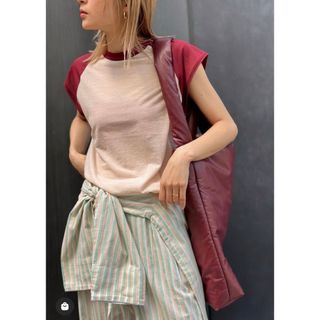 ロク(6 (ROKU))の6(ROKU)  COTTON NYLON BASEBALL  Tシャツ　ブルー(シャツ/ブラウス(半袖/袖なし))