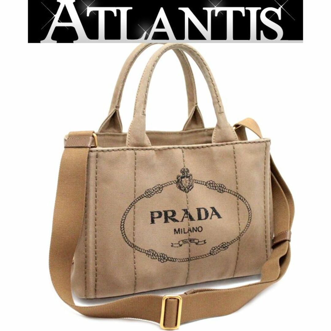 プラダ PRADA ミニカナパ デニム 2WAY ハンドバッグ ベージュ