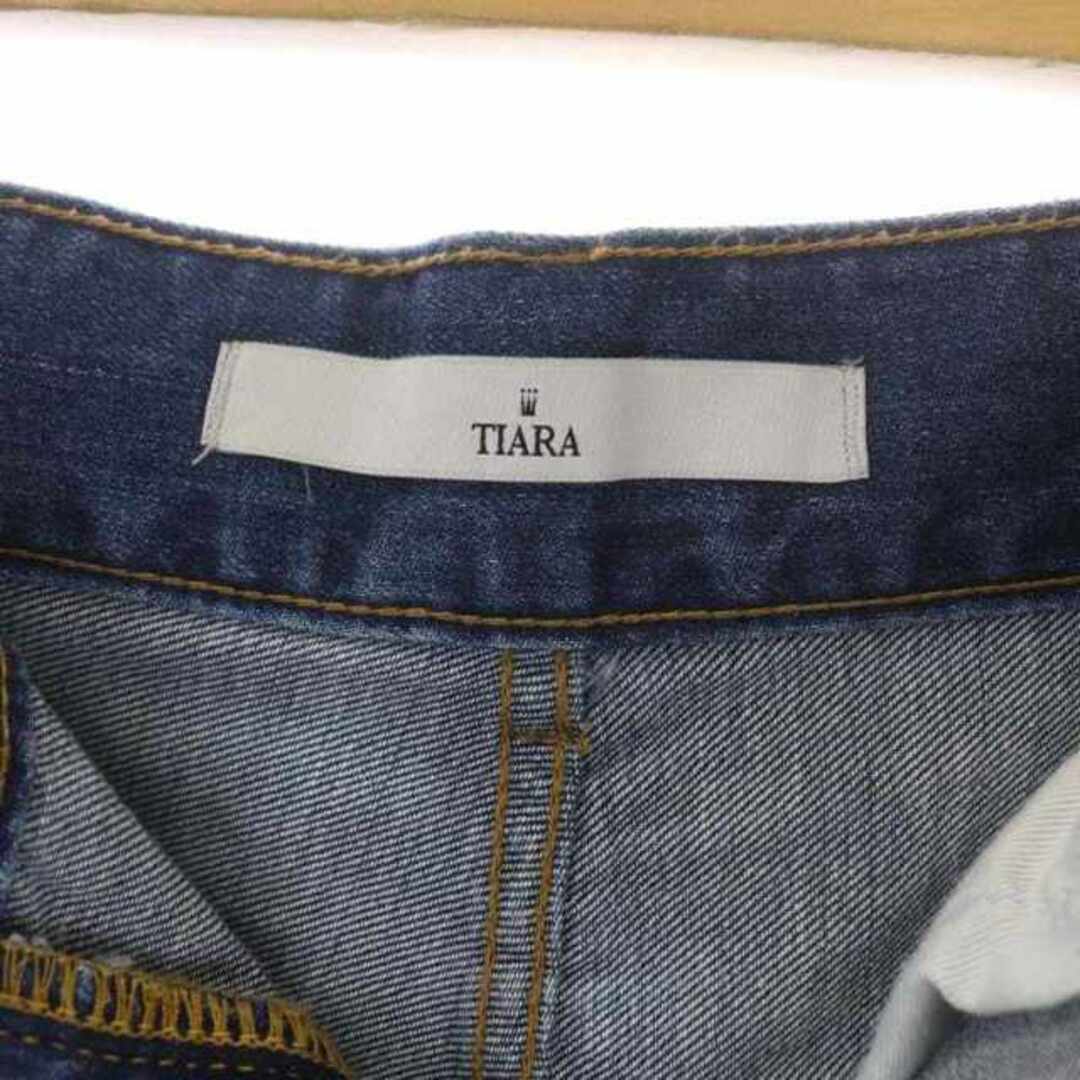 tiara(ティアラ)のティアラ デニム タイトスカート ロング フロントスリット カットオフ 3 青 レディースのスカート(ロングスカート)の商品写真