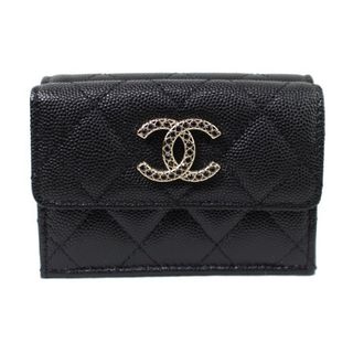 シャネル(CHANEL)のCHANEL 三つ折り財布　ブラック　22aw 23aw(財布)