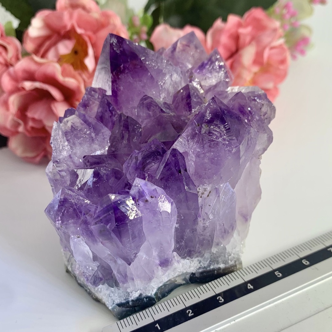 【高品質】透明感・光沢のある美しい紫色◆アメジストクラスター 約358g 天然石 3