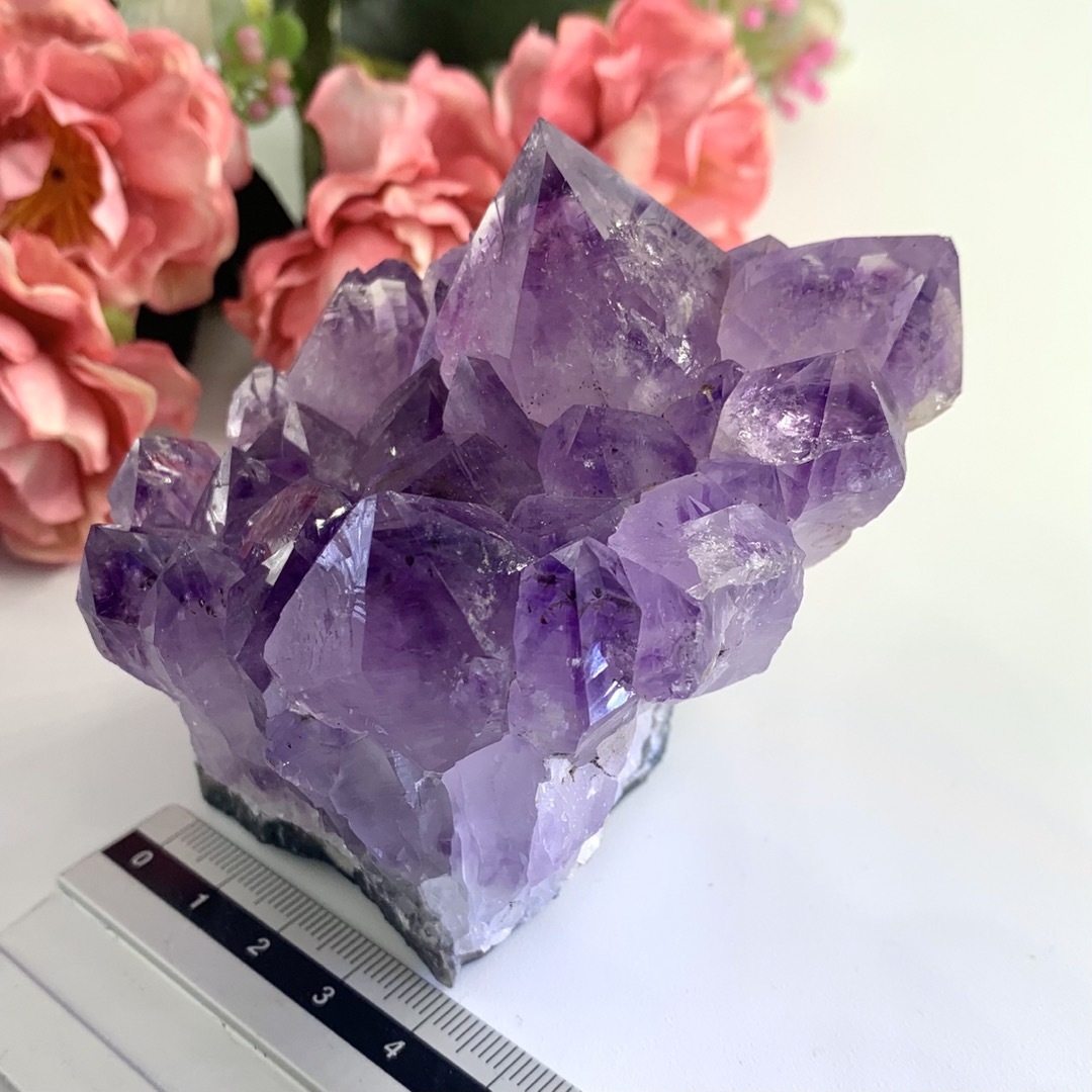 【高品質】透明感・光沢のある美しい紫色◆アメジストクラスター 約358g 天然石 2