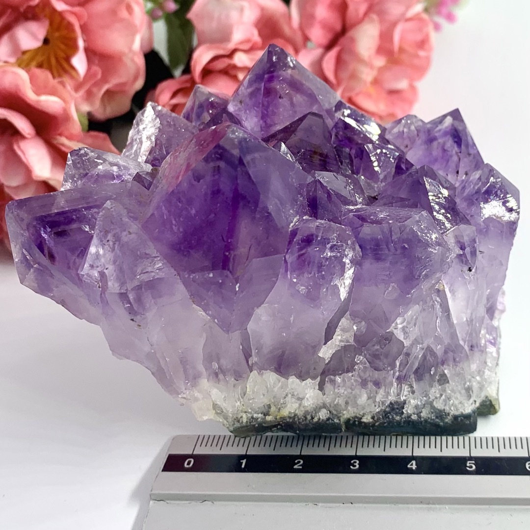 【高品質】透明感・光沢のある美しい紫色◆アメジストクラスター 約358g 天然石