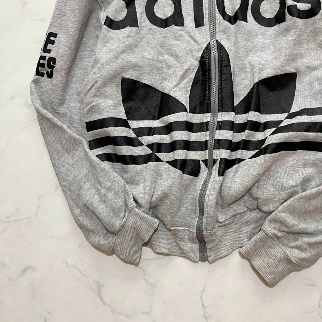 adidas ビックトレフォイル　刺繍ロゴ　ハーフジップパーカー　XLサイズ
