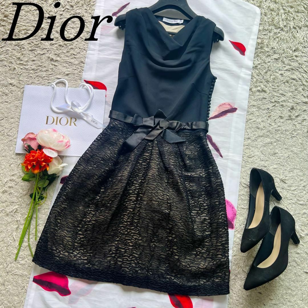Christian Dior - 【美品】Christian Dior 膝丈フレアワンピース