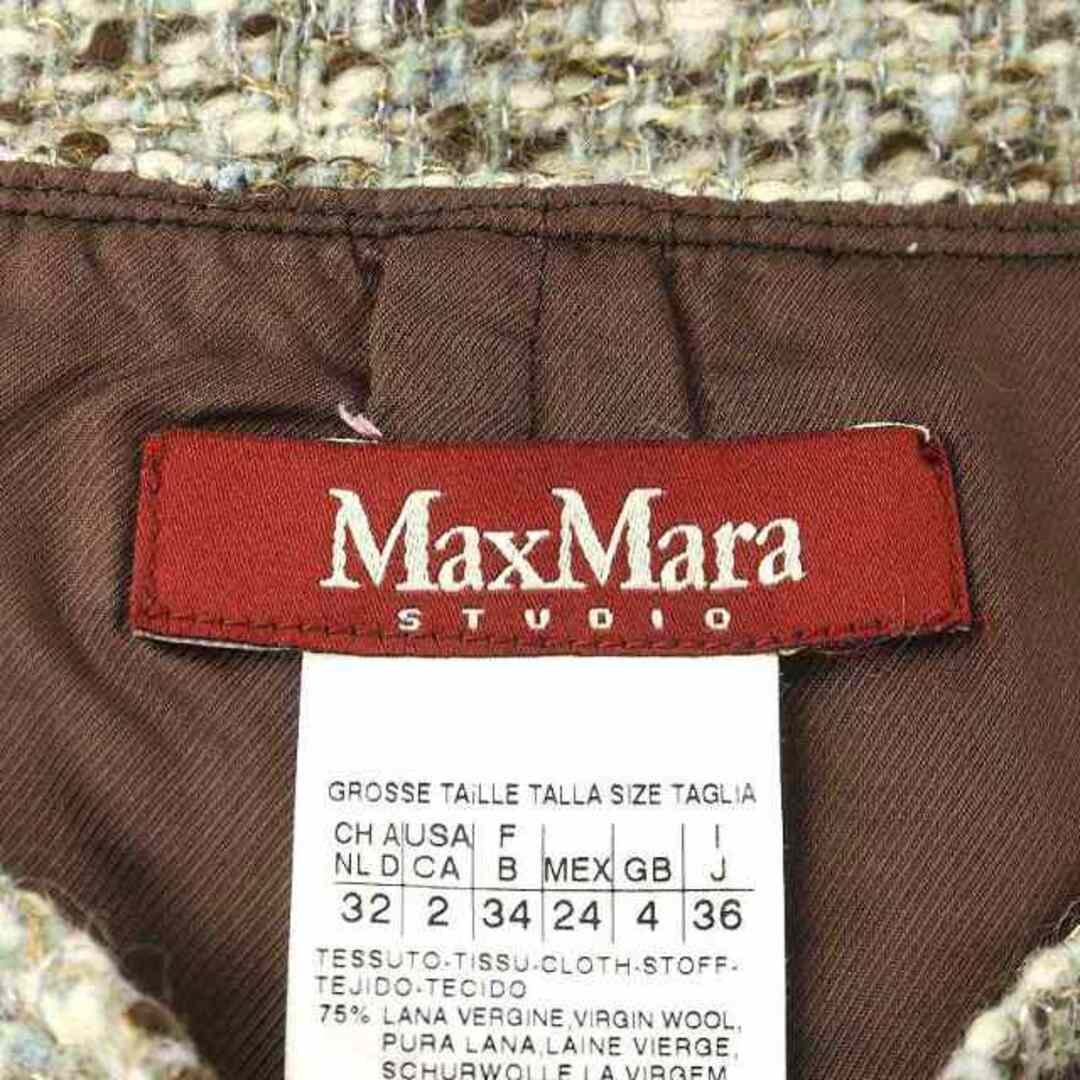 マックスマーラステュディオ 台形スカート ミニ丈 36 XS 茶 白 レディースのスカート(ミニスカート)の商品写真