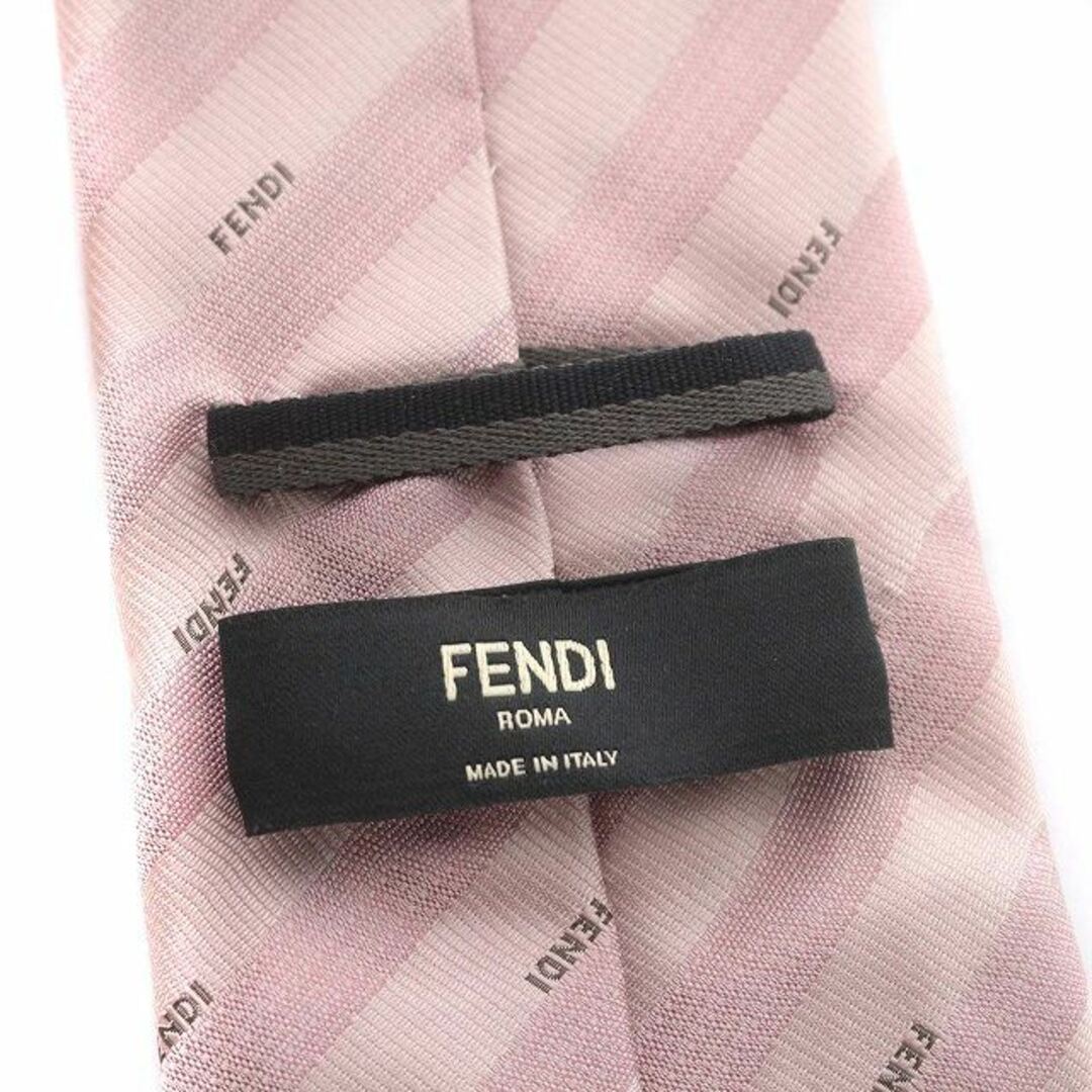 FENDI(フェンディ)のフェンディ FENDI ネクタイ ストライプ ロゴ シルク ピンク メンズのファッション小物(ネクタイ)の商品写真