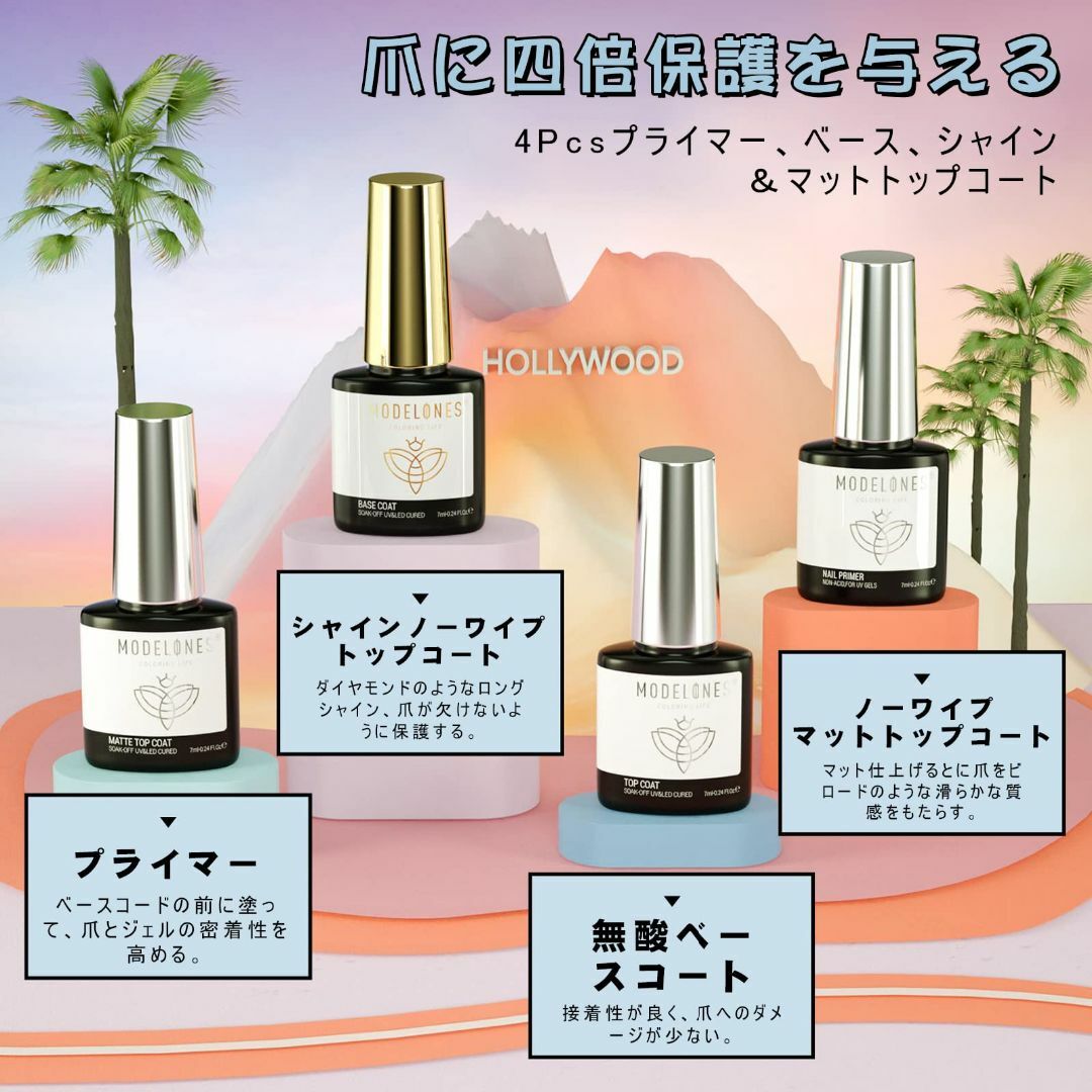 Modelones ジェルネイルキット マニキュアセット カラージェル セット 4